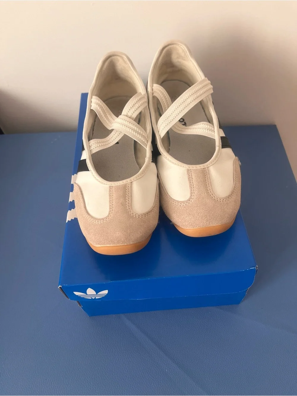 adidas Women’s white and Black Mary Jane Sneakers with Gum Sole